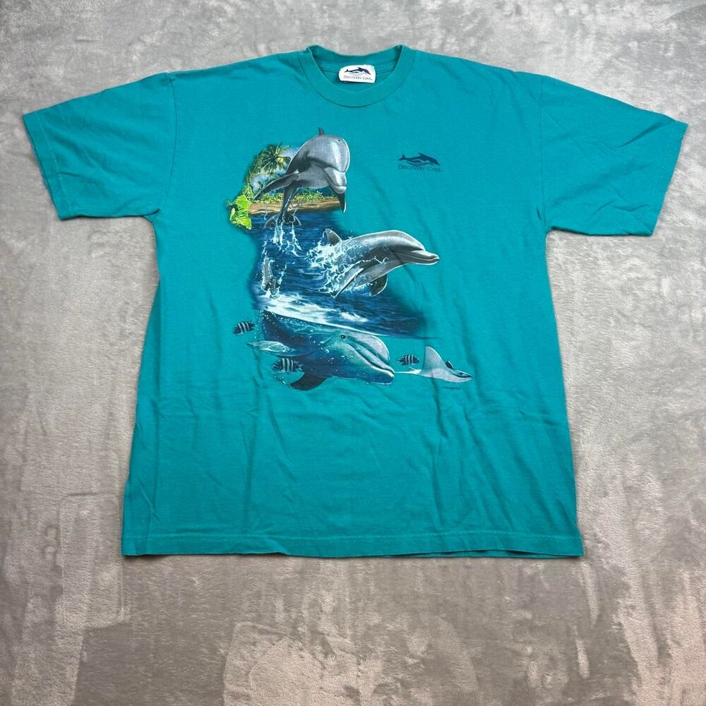 Discovery Men's Blue and Green T-shirt